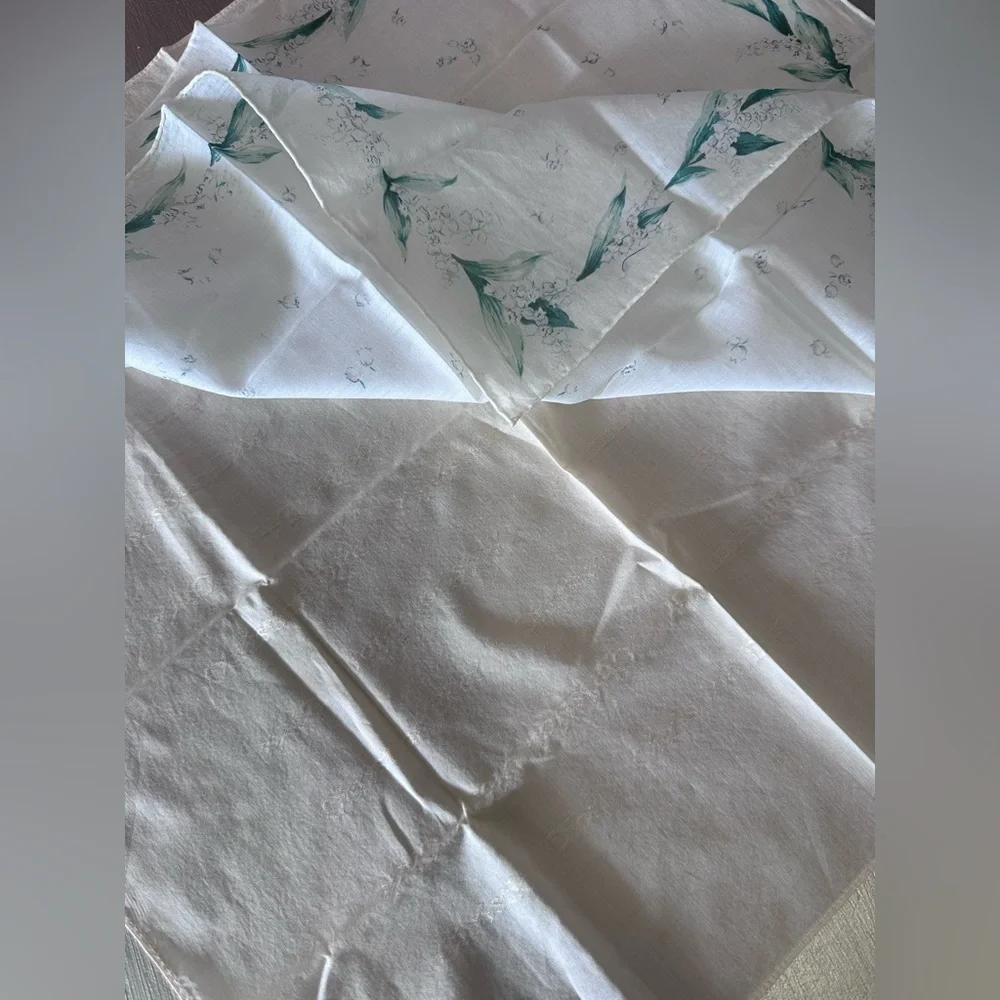 Dior Green and White Floral - Peach embossed Handkerchief Scarf Set